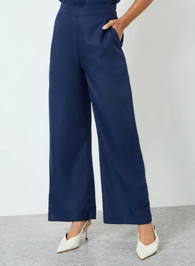 Women Wide Leg Trousers Deep Blue