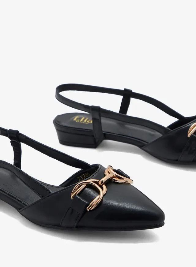 Metal Trim Pointy Toe Slingbacks – image 4