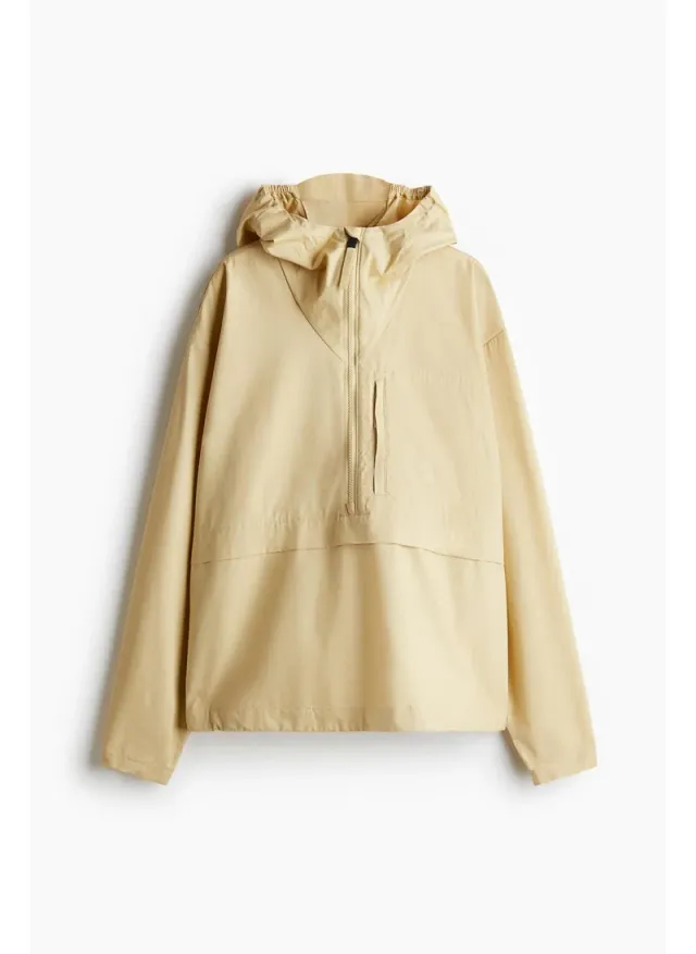Beige Hooded Long-Sleeve Casual Popover Jacket (Water-Repellent) – image 4