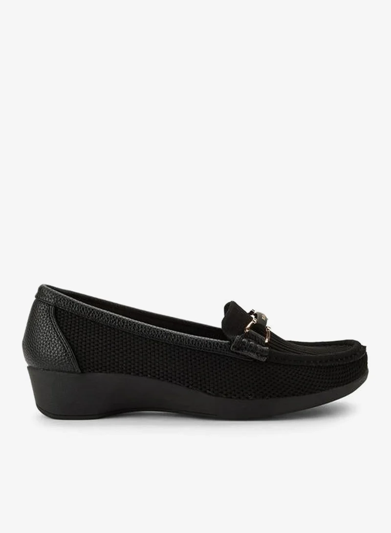 Women's Wedge Heel Moccasins Black