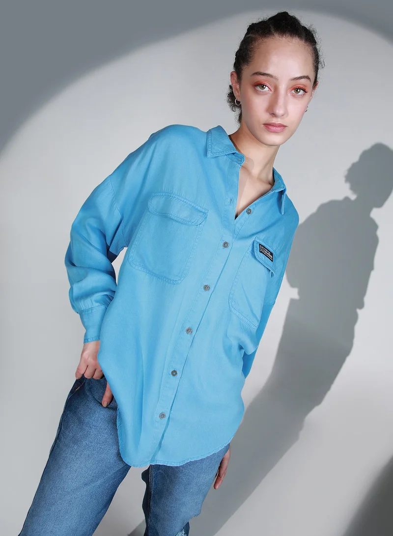 Women’s Blue Shirt – Stylish Casual Wear, Comfortable Fit, Perfect for Work & Everyday Style