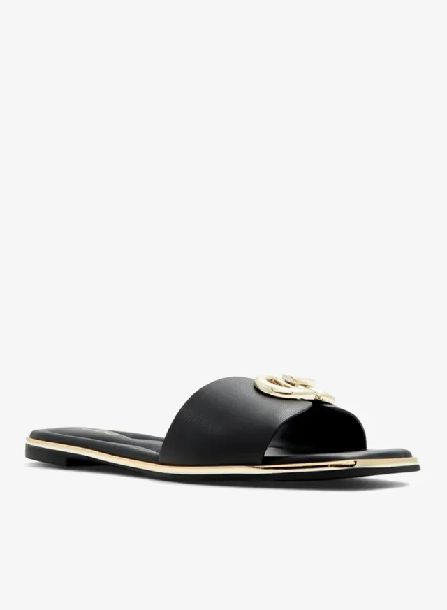 BELLENOR Metal Accent Flat Sandals Black – image 4