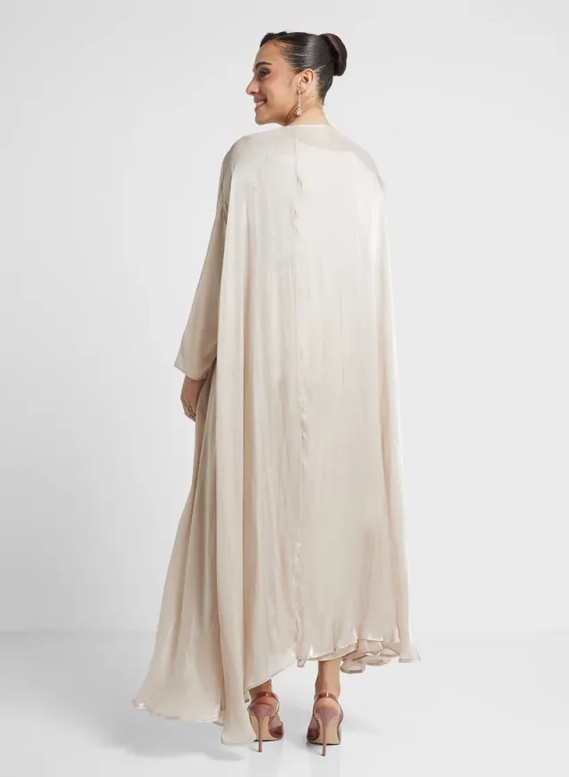 Beige Abaya Set with Inner Dress for Women - Khizana – image 2