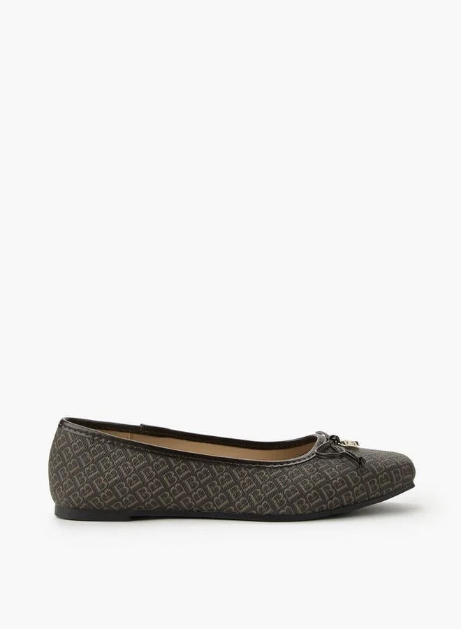 Flora Bella Monogram Slip-On Ballerina Shoes Brown