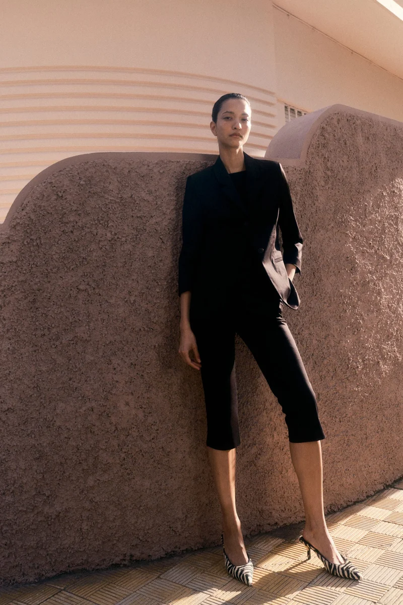 Slim Capri Trousers Black