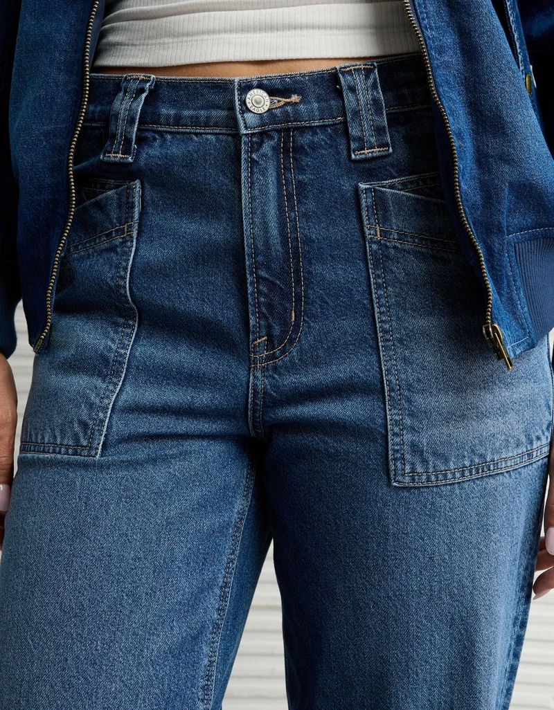 AE Super High-Waisted Baggy Straight Jeans