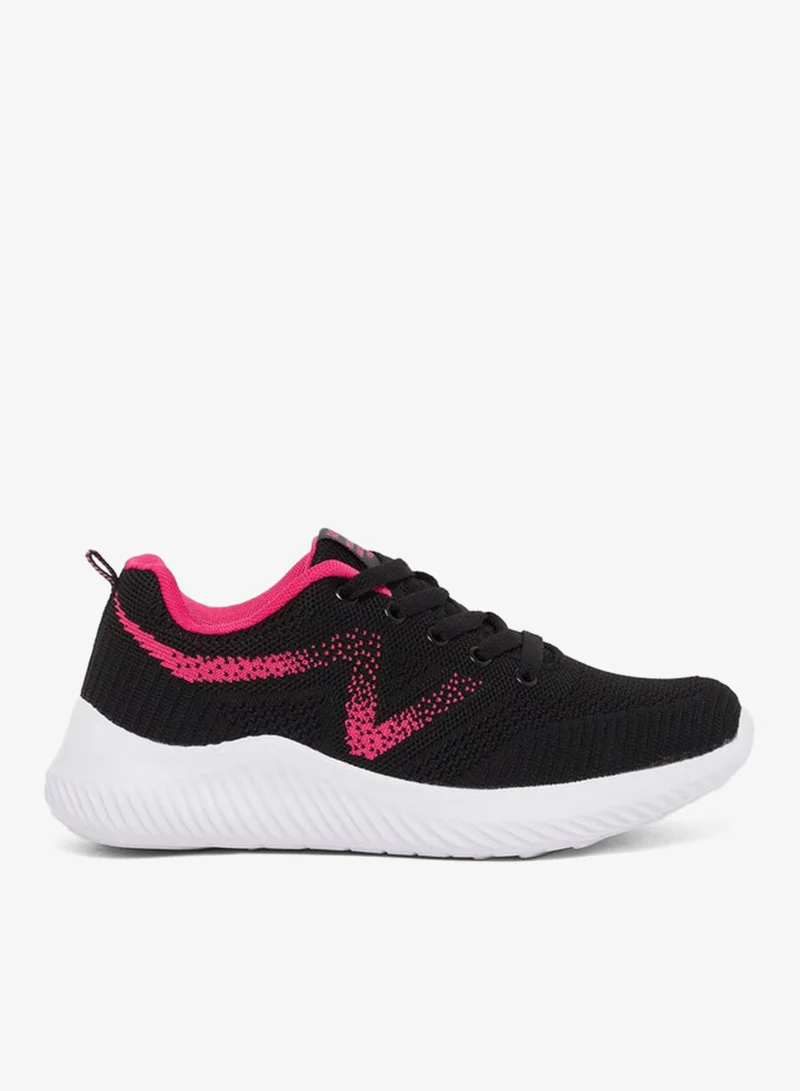 Textured Lace Up Running Shoes Black
