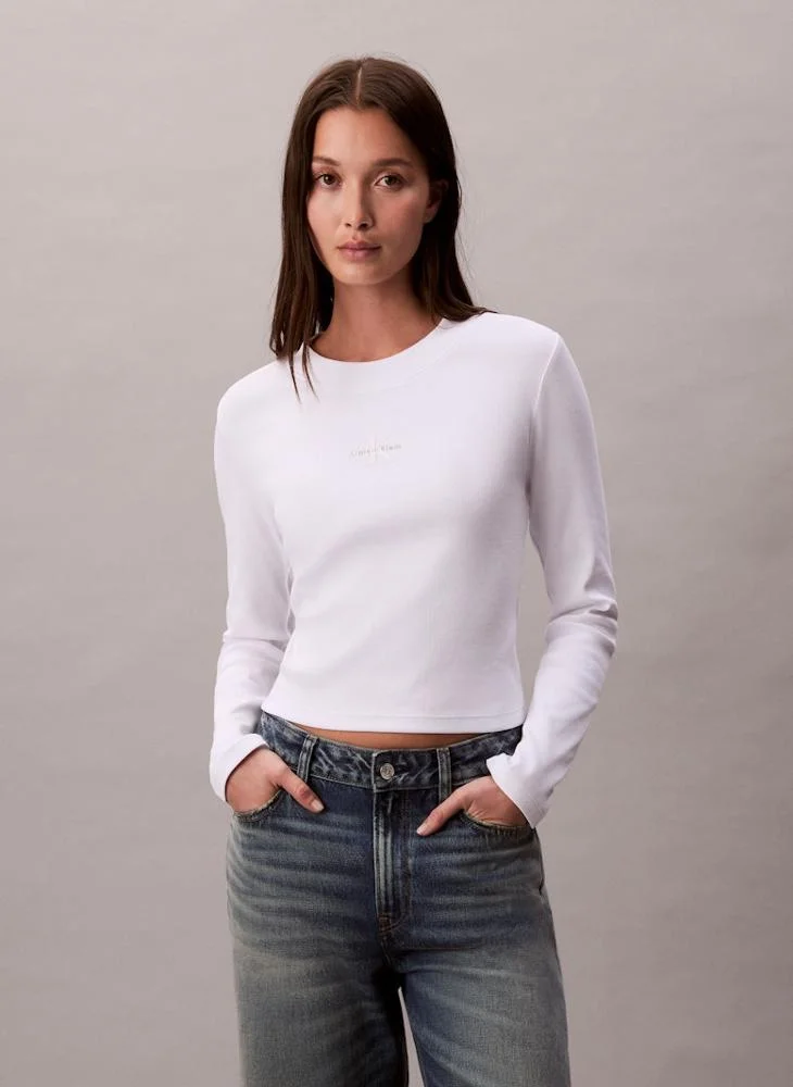 Graphic Cropped Crew Neck T-Shirt White