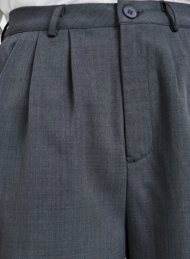 Wide Leg Pleated Pants Grey – image 3