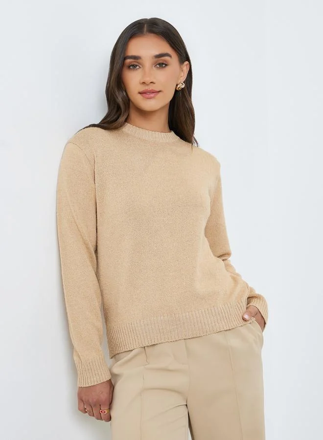 Women's Regular Fit Knit Sweater Beige