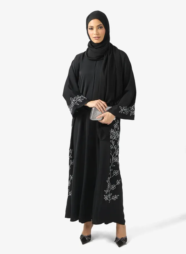 عباية وشال بطبعة زهور – صورة 5