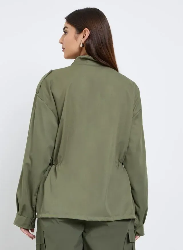 Longline Utility Trench Jacket Beige – image 5