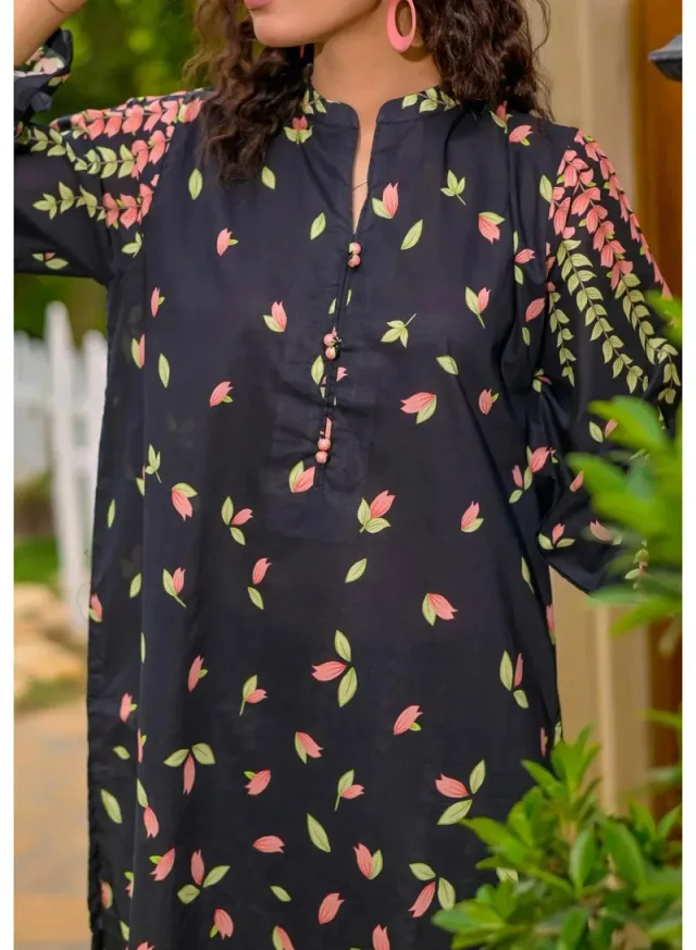 Purple Floral Cotton Printed Kurta and Salwar Set for Women – image 6