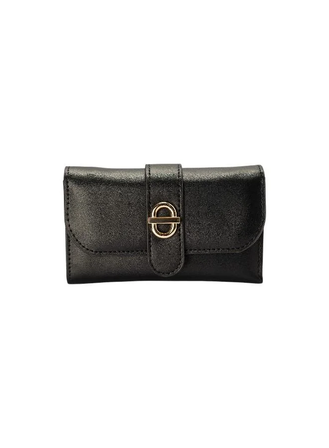 Structured Flap Wallet Black