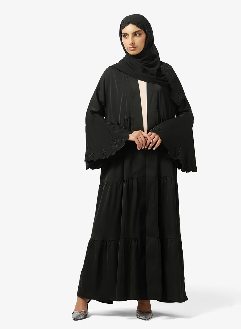 Tiered Abaya Black