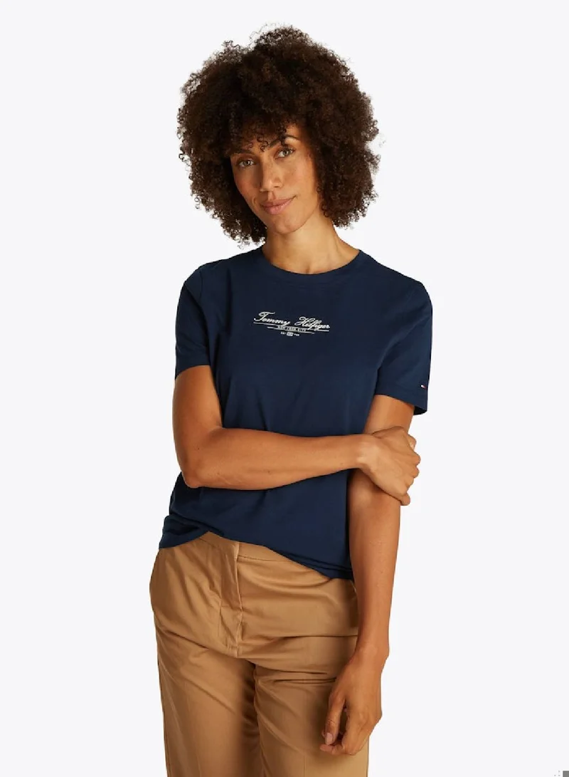 Logo Crew Neck T-Shirt Deep Navy Blue