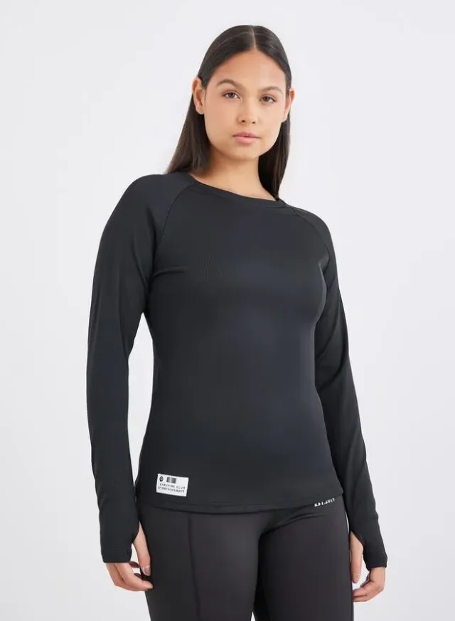 Gymspire Ribbed Long Sleeve Top Black