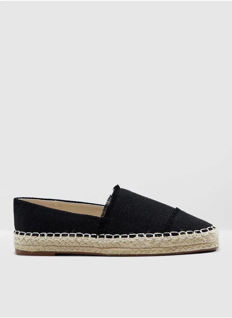 Fringe Detail Espadrilles Black