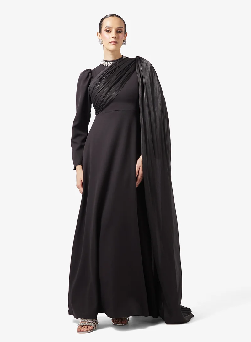 Shoulder Drape A-Line Dress