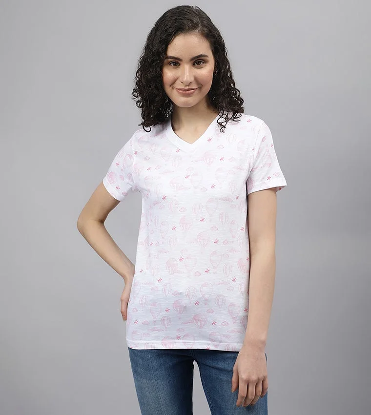 Conversational Print Cotton Tee White