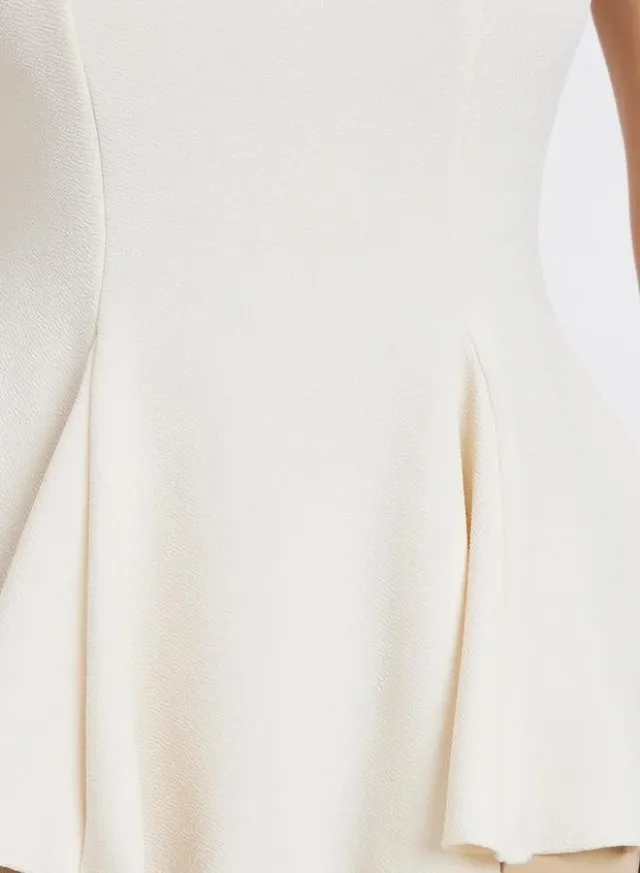 Cream Sleeveless Knit Peplum Top for Women – image 4