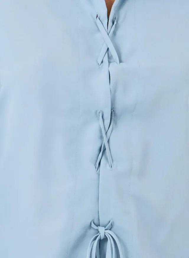 Balloon Sleeve Tie-Up Shirt White – image 4
