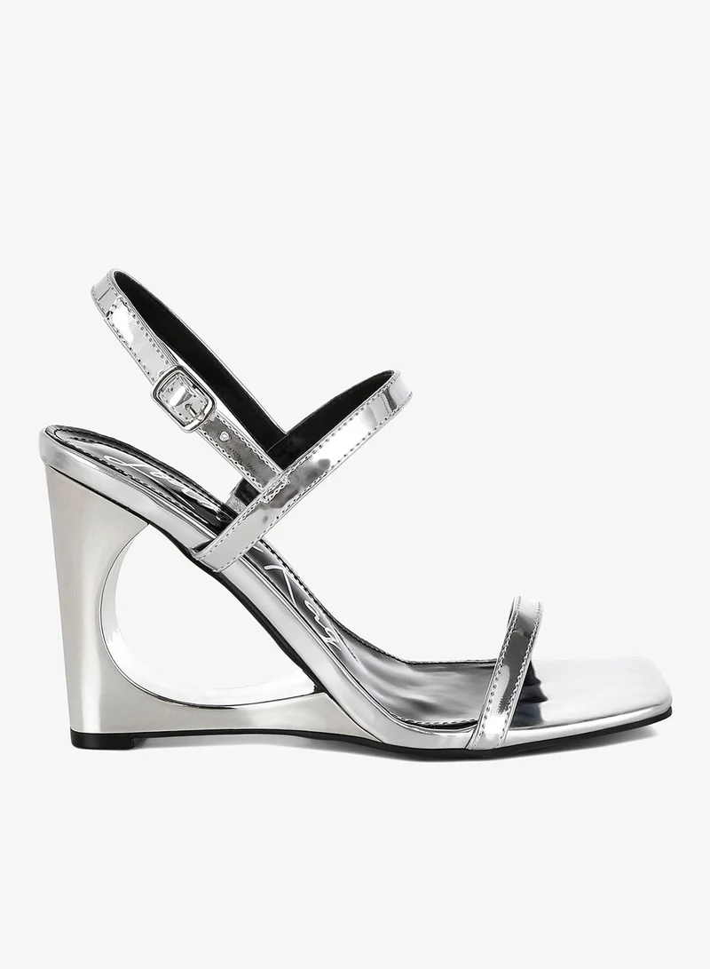 Metallic Fantasy Wedge Sandals Silver