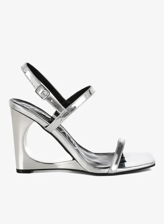 Metallic Fantasy Wedge Sandals Silver