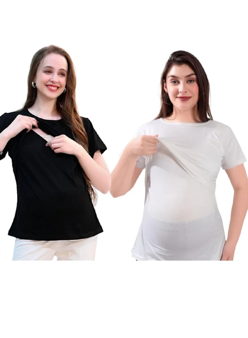 TUMMY Double Layered Maternity Nursing Top Black