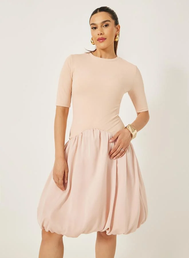 Balloon Hem Dress, Purple