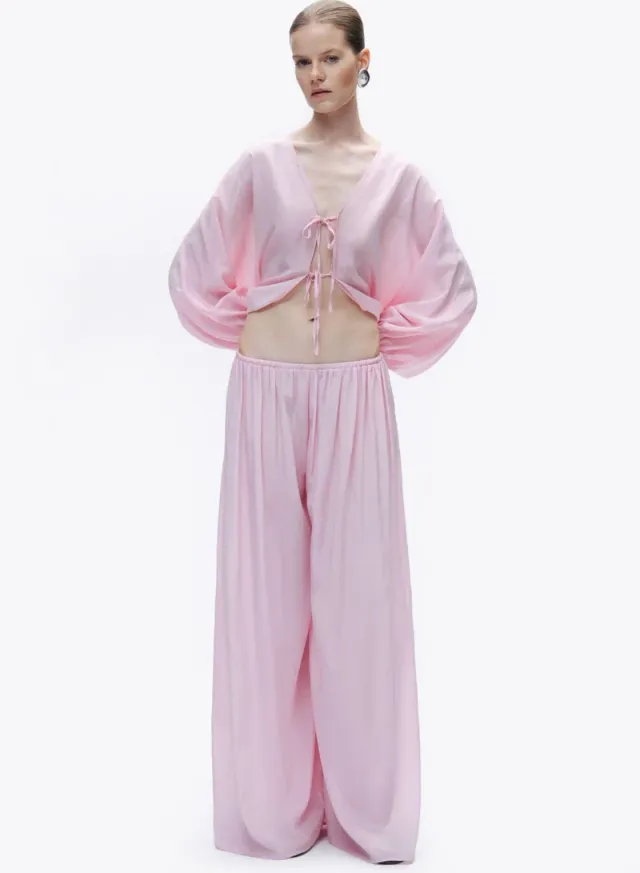 Flowy Wide Leg Pants Light Pink – image 2