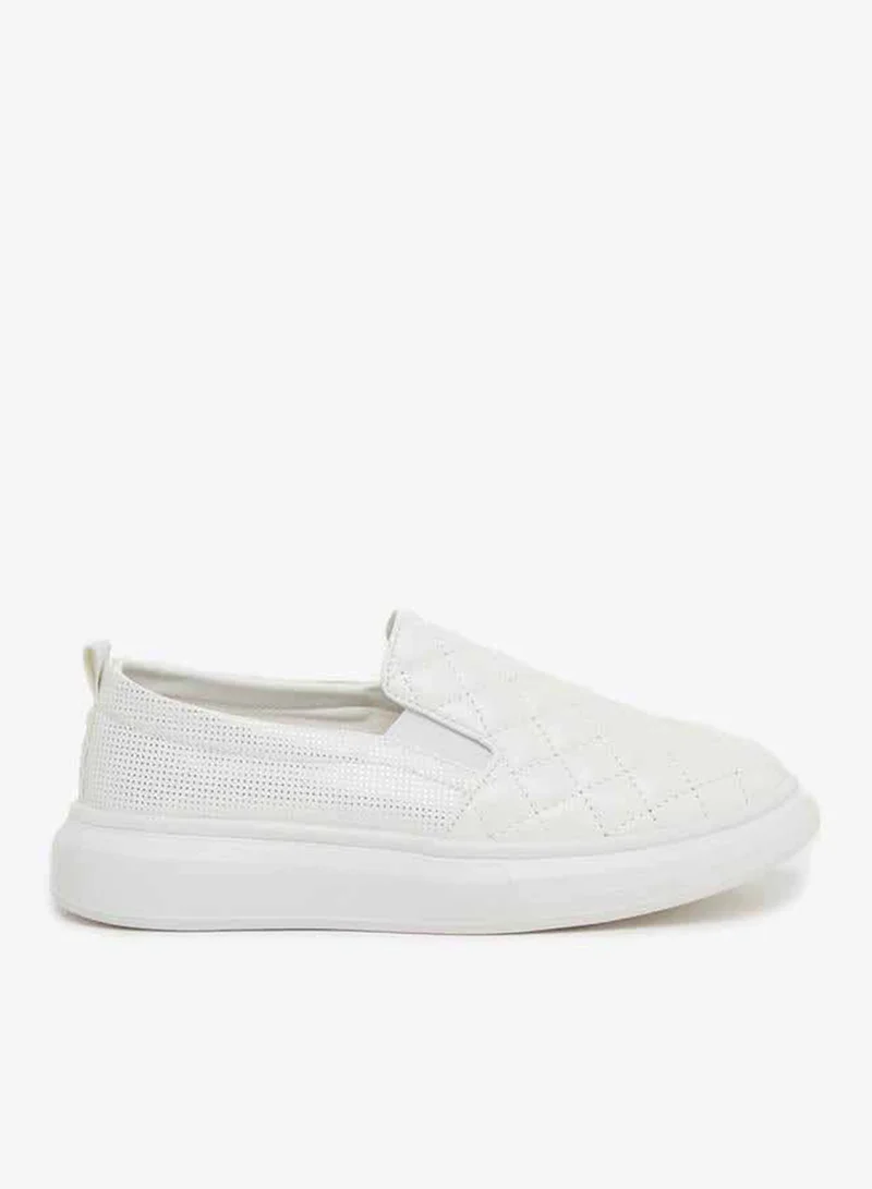 Quilted Slip-On Sneakers White