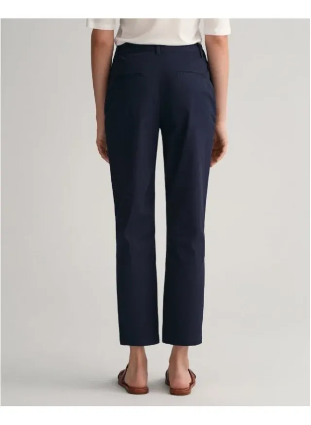 Navy Blue Cotton Cropped Chinos for Women - Mid Rise Straight Fit – image 3