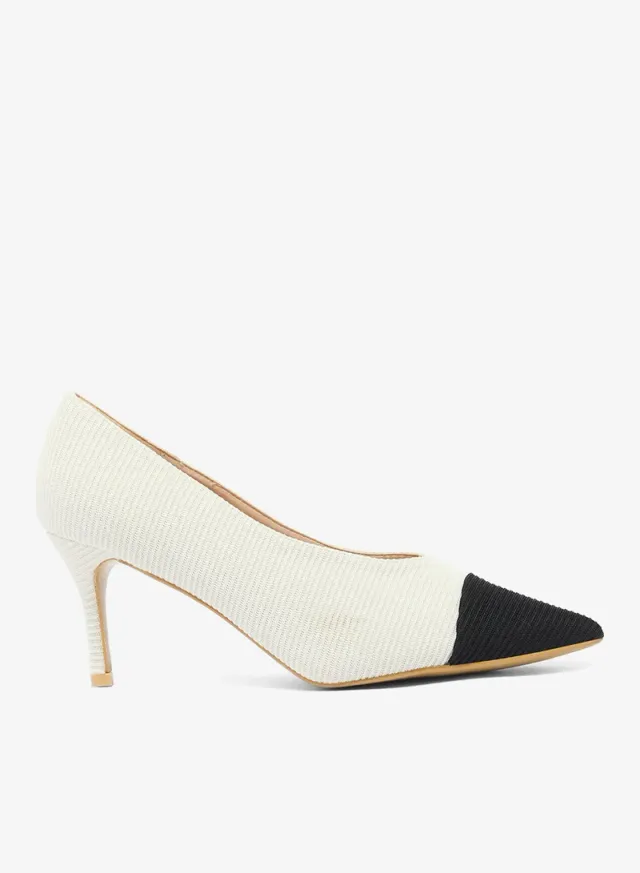 Pointed Toe Mid Heel Pumps White