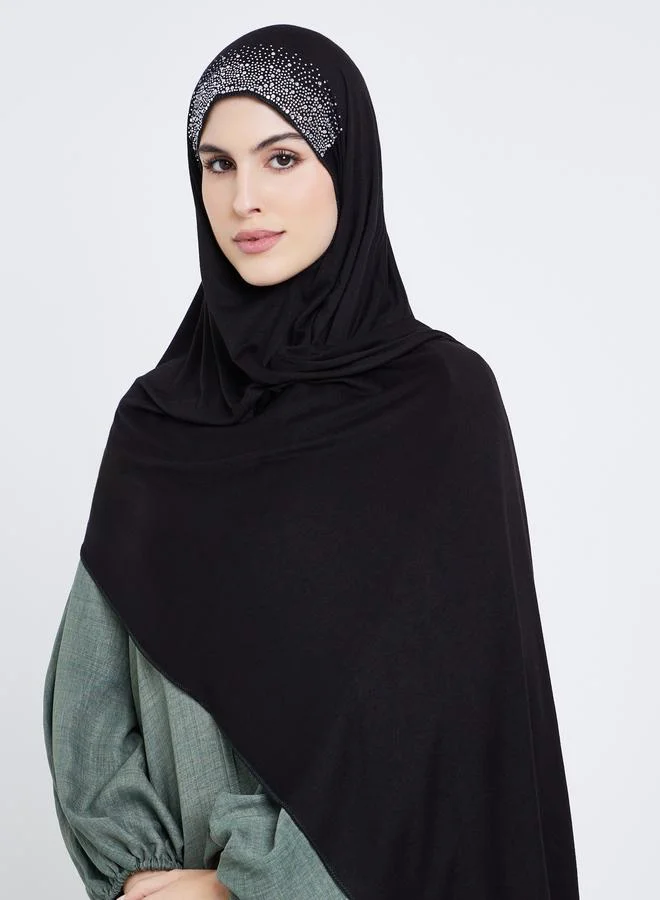 Women Black Embellished Hijab