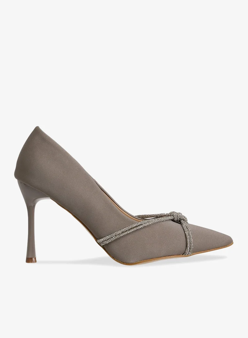 Diamante Heeled Pump Silver