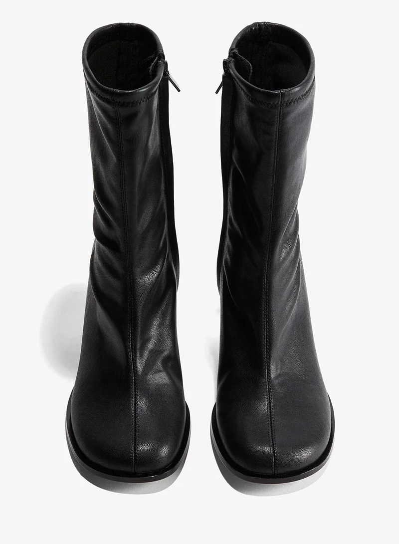 Heeled Sock Boots Black