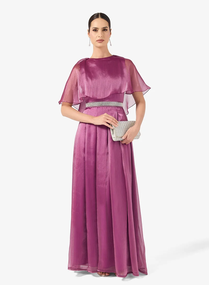 Cape-Sleeve A-Line Dress