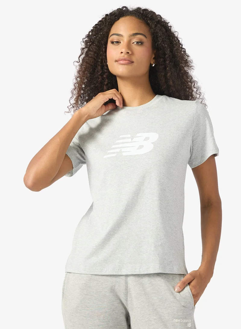 New Balance Logo Jersey T-Shirt Grey