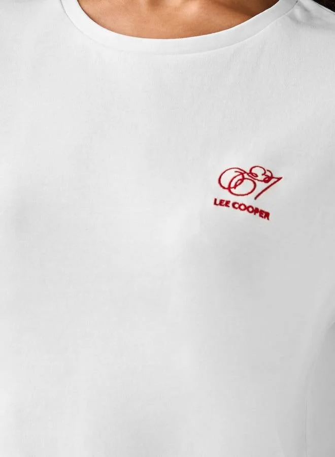 تيشيرت قطني بطبعة شعار Lee Cooper أبيض
