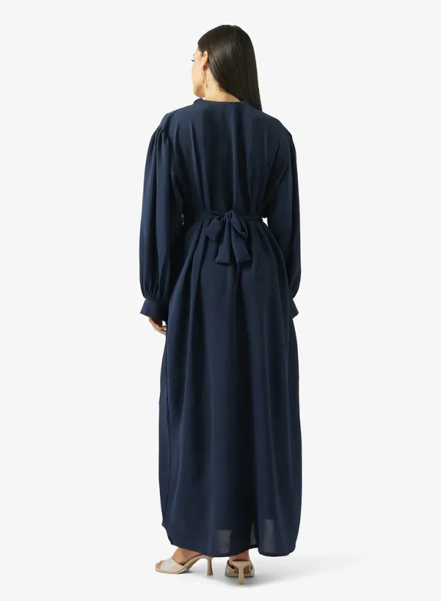 Floral Embroidered Belted Jalabiya – image 2