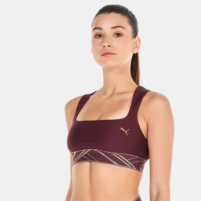 Deco Glam Women's Mid-Impact Sports Bra Red