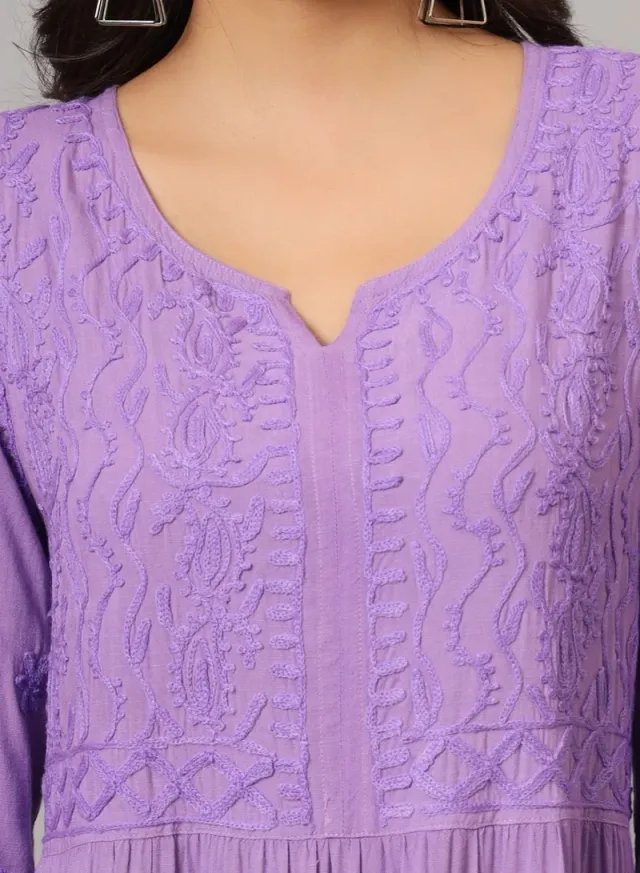 Turquoise Cotton Embroidered Jalabiya for Women - Plus Size – image 5