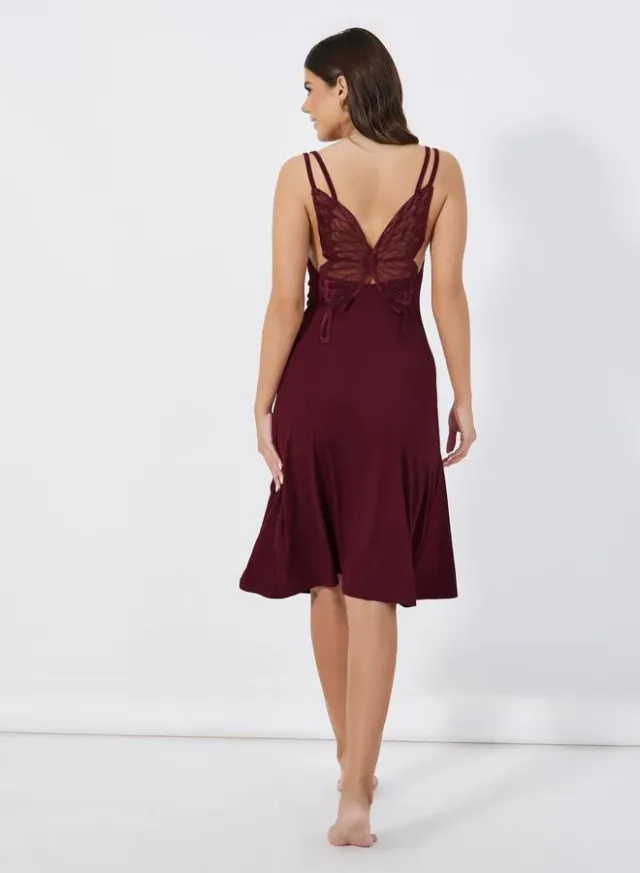 Ribbed Lace Butterfly Back Slip Dress – image 4