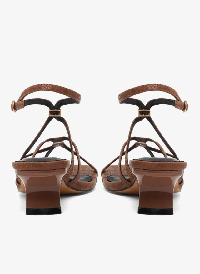 Metal Trim Strappy Sandals Brown – image 4