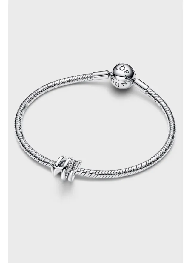 Sterling Silver Twisting Arrow Charm with Cubic Zirconia – image 2