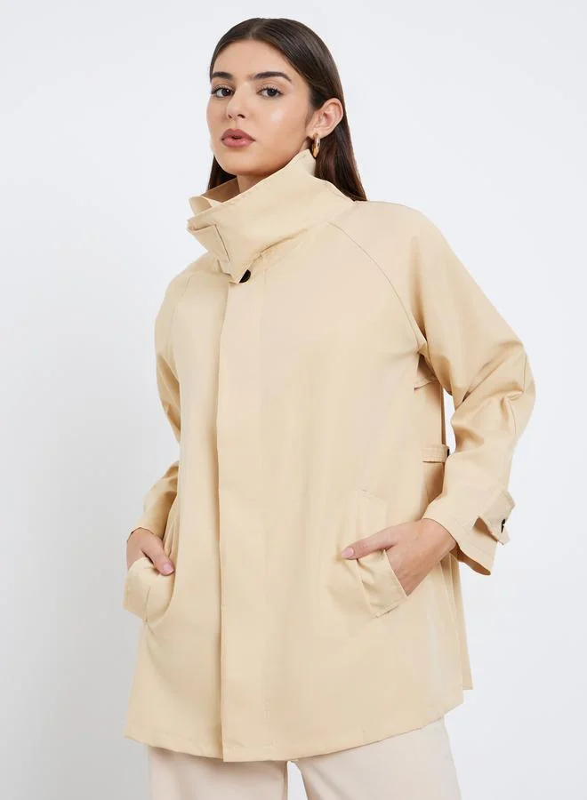 Longline Utility Trench Jacket Beige