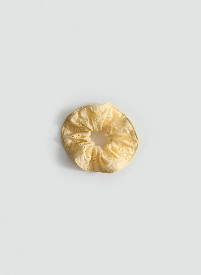Floral Openwork Scrunchie Beige