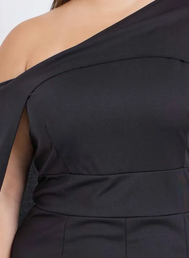 Plus Size Cape Sleeve Slit Maxi Dress – image 4