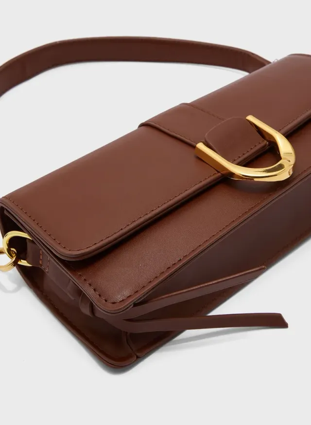 Buckle Detail Baguette Shoulder Bag – image 4